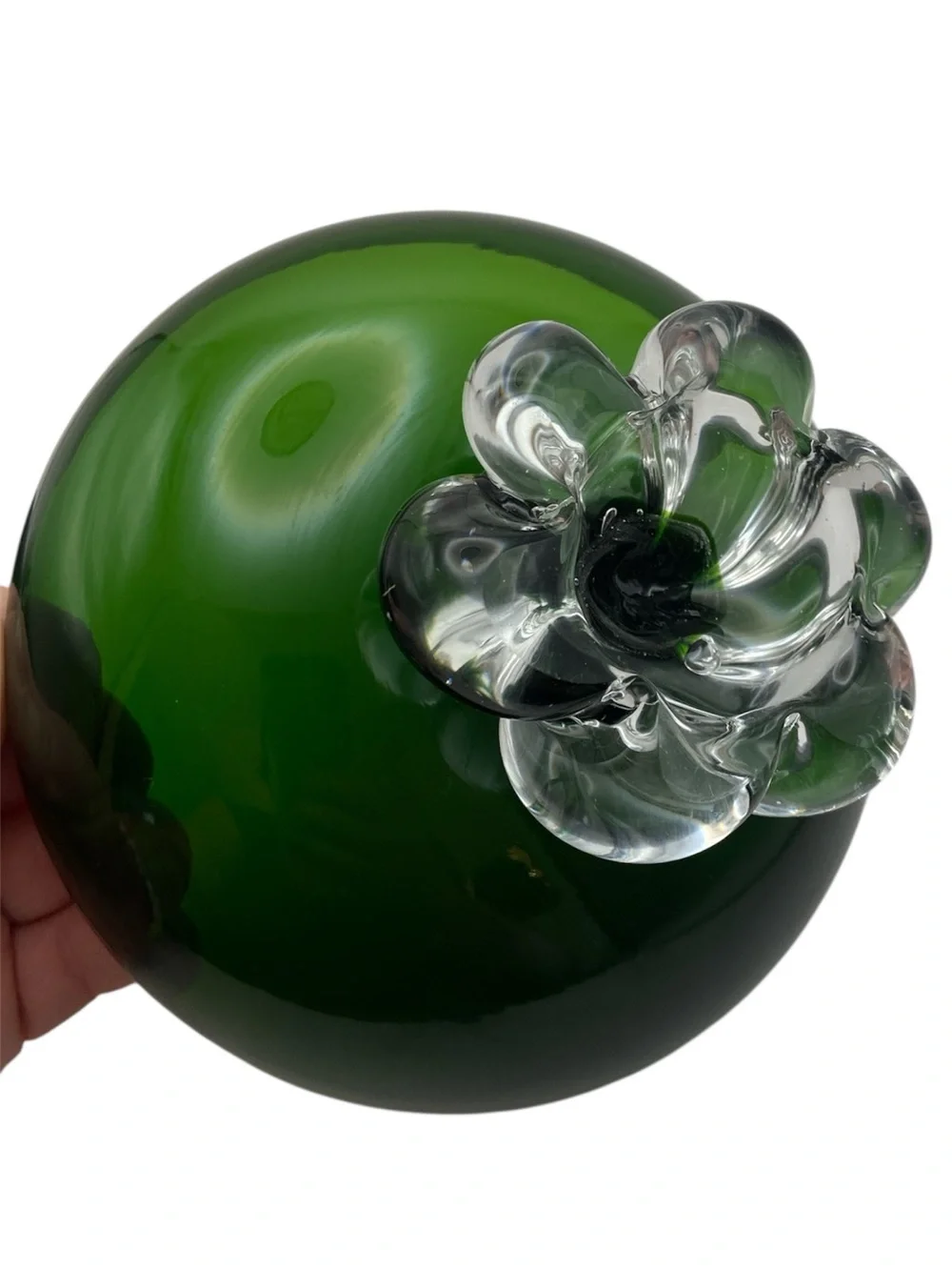 Vintage Seda Sweden Studio Glass Bonbonniere Green Clear Lidded Trinket Dish MCM